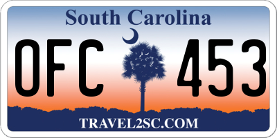 SC license plate OFC453