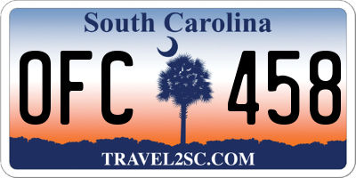 SC license plate OFC458
