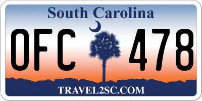 SC license plate OFC478