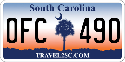 SC license plate OFC490