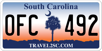 SC license plate OFC492
