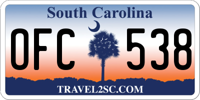 SC license plate OFC538