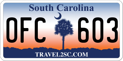 SC license plate OFC603