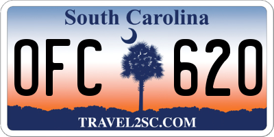 SC license plate OFC620