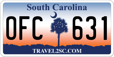 SC license plate OFC631