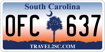 SC license plate OFC637