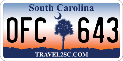 SC license plate OFC643