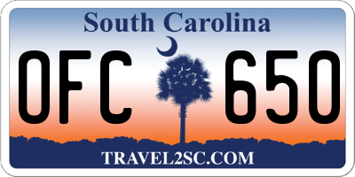 SC license plate OFC650