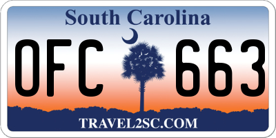 SC license plate OFC663