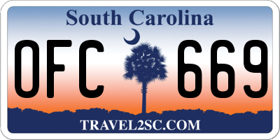 SC license plate OFC669