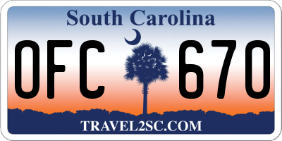 SC license plate OFC670
