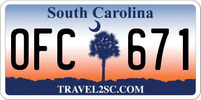 SC license plate OFC671