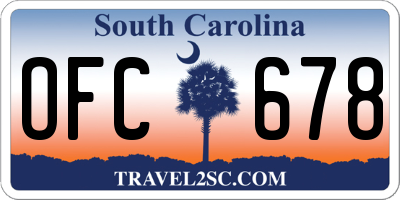 SC license plate OFC678