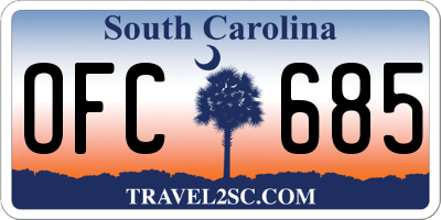 SC license plate OFC685