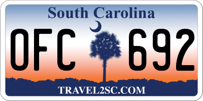 SC license plate OFC692