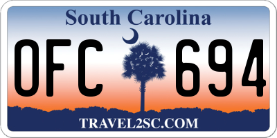 SC license plate OFC694