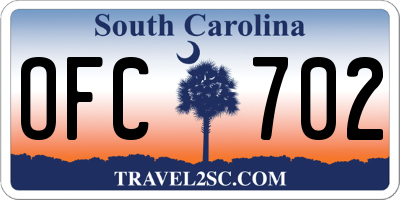 SC license plate OFC702
