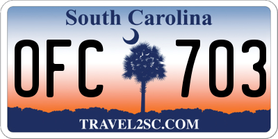 SC license plate OFC703
