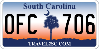 SC license plate OFC706