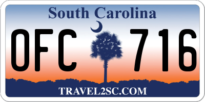 SC license plate OFC716