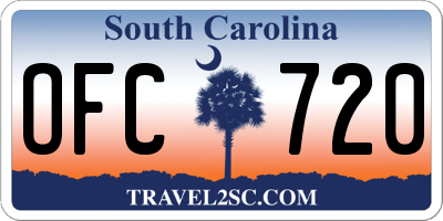 SC license plate OFC720