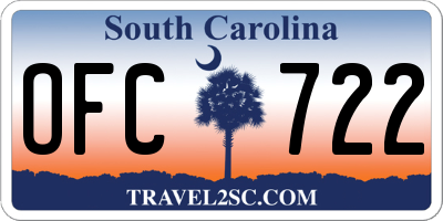 SC license plate OFC722