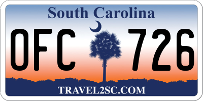 SC license plate OFC726