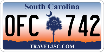 SC license plate OFC742