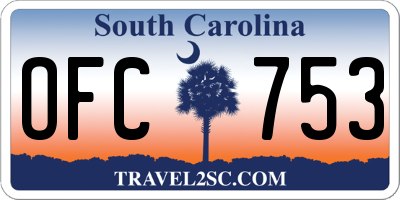 SC license plate OFC753