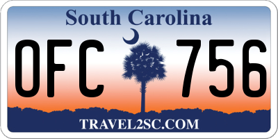 SC license plate OFC756