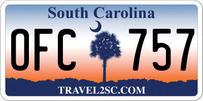 SC license plate OFC757