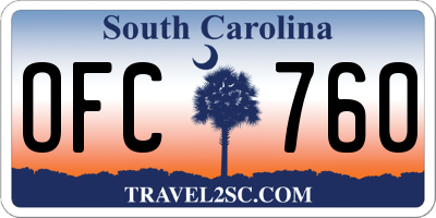 SC license plate OFC760