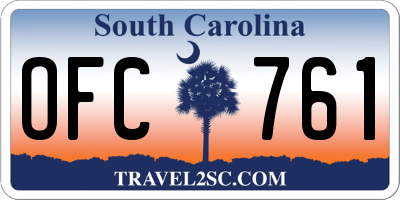SC license plate OFC761