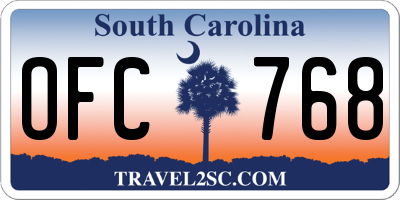 SC license plate OFC768