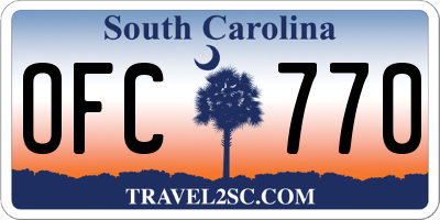 SC license plate OFC770
