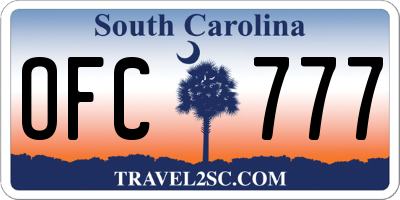 SC license plate OFC777