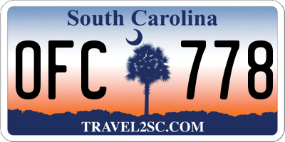 SC license plate OFC778