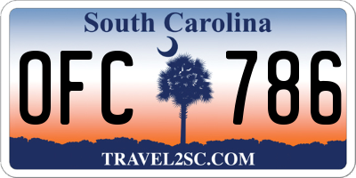 SC license plate OFC786
