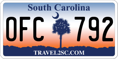 SC license plate OFC792