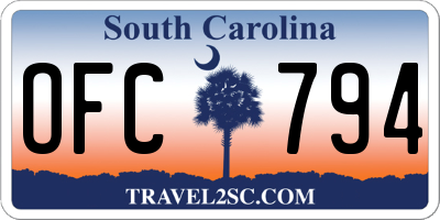 SC license plate OFC794