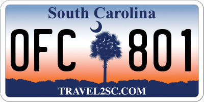 SC license plate OFC801