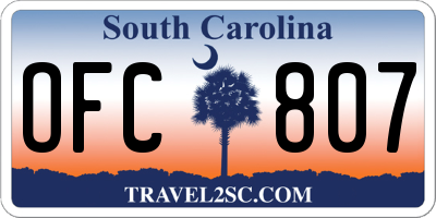 SC license plate OFC807