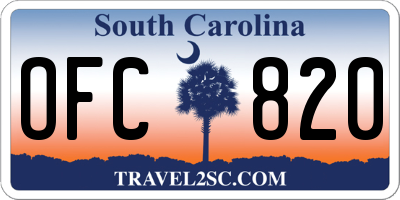 SC license plate OFC820