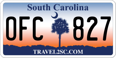 SC license plate OFC827