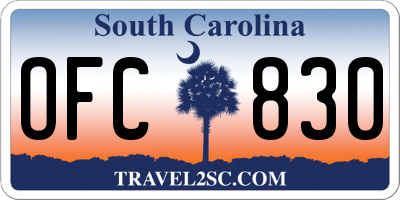 SC license plate OFC830