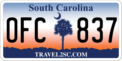 SC license plate OFC837