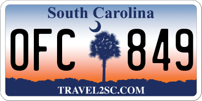 SC license plate OFC849