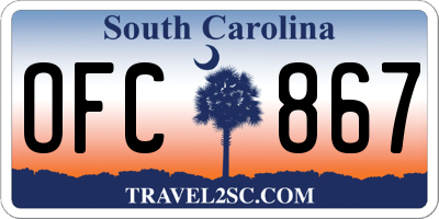 SC license plate OFC867