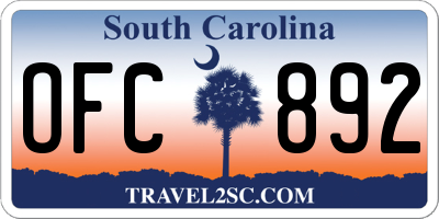 SC license plate OFC892