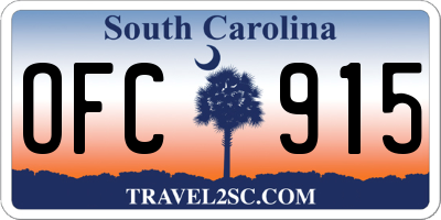 SC license plate OFC915